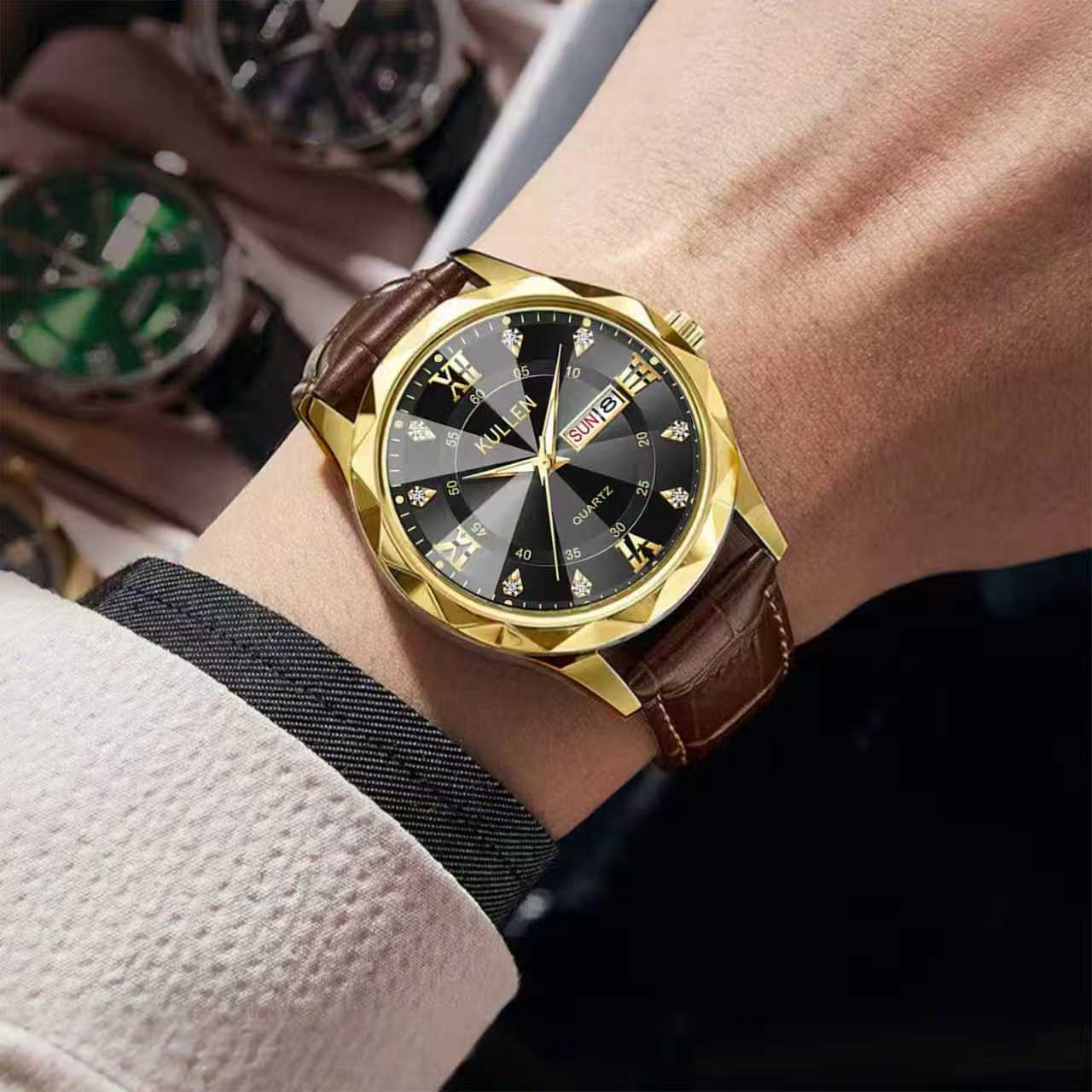Swiss men's watch, quartz, ultra-thin, calendar, waterproof