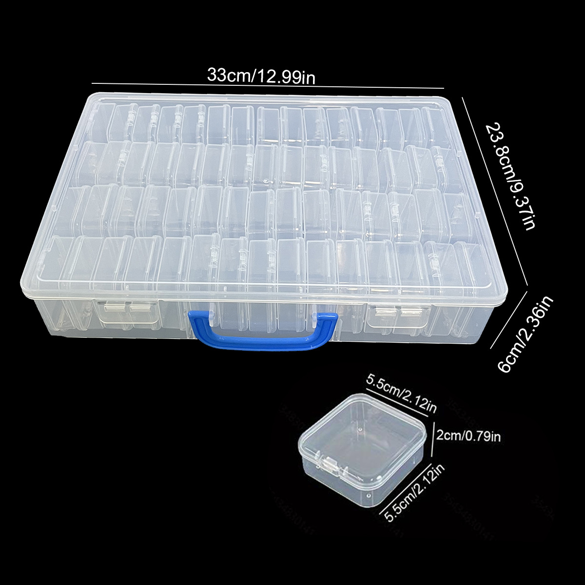 Clear plastic storage box set, square shape, desktop organizer