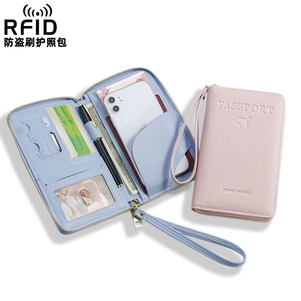RFID Pasaport Cüzdan Belge Çantası Seyahat Fermuar