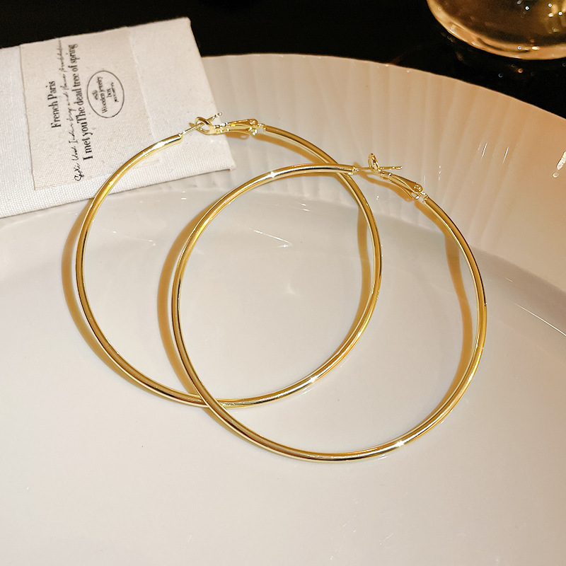 Gümüş iğne yuvarlak küpe, minimalist stil, hafif lüks, çok yönlü