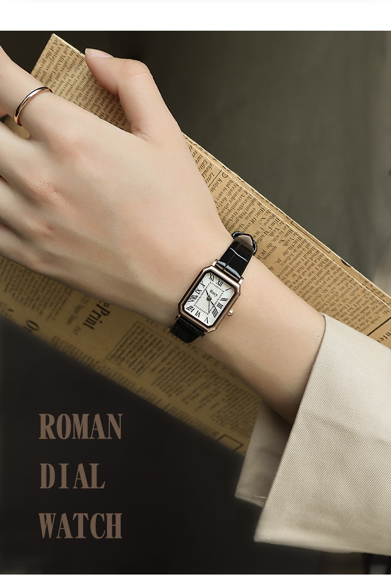 Rscy Vintage Women's Watch, Genuine Leather, Square Dial