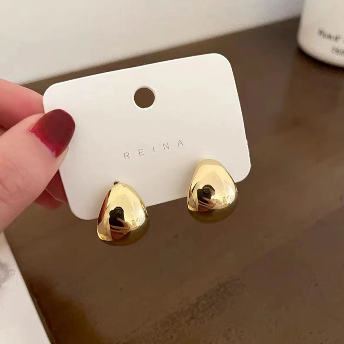 14K gold-plated geometric earrings, vintage style