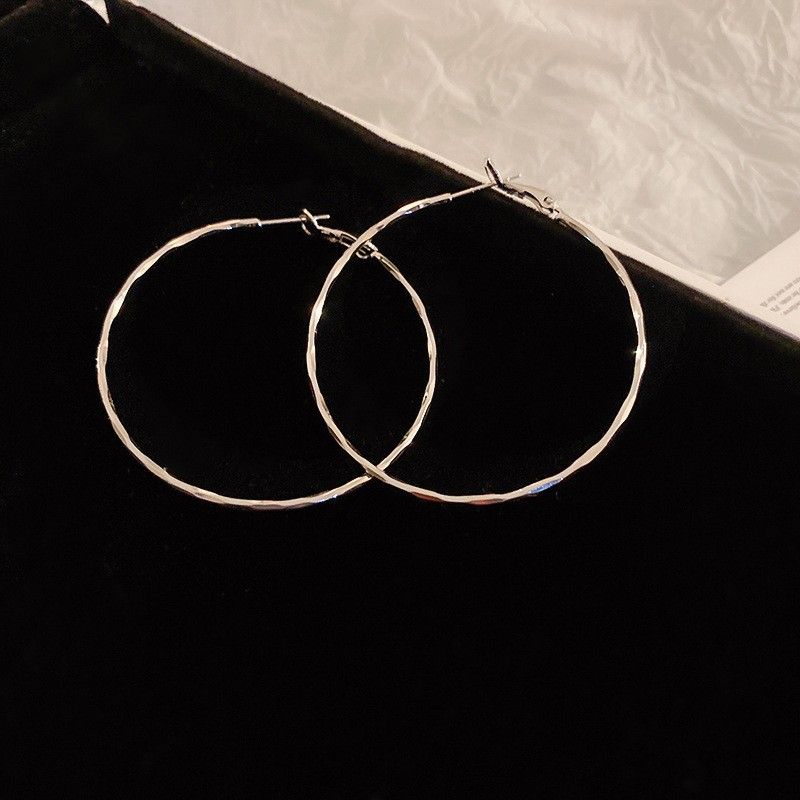 Silver needle C-shaped geometric earrings, elegant design