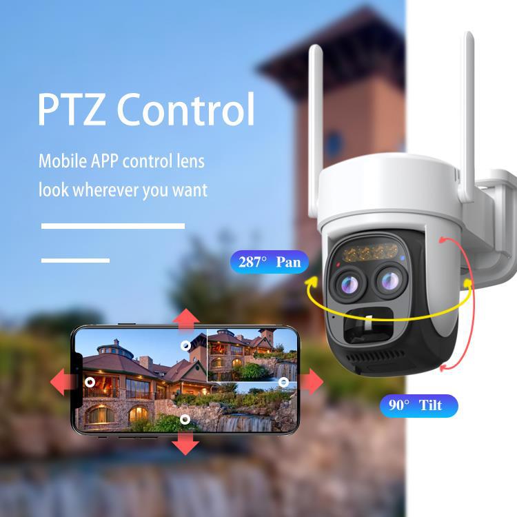 Dual lens CCTV WiFi camera 4mm, solar outdoor