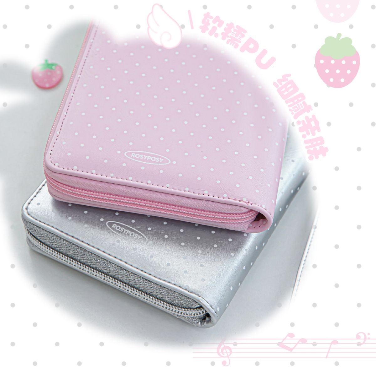 RosyPosy strawberry pattern passport holder card and money storage