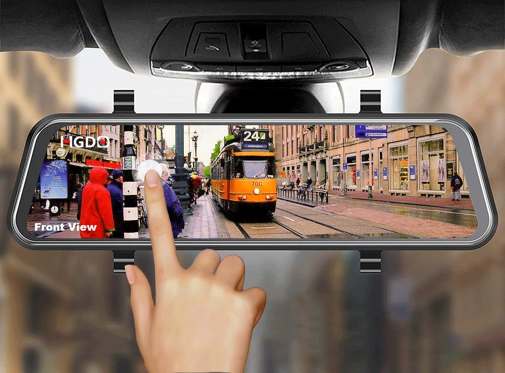 Rear view mirror camera, 10 inch display, night vision