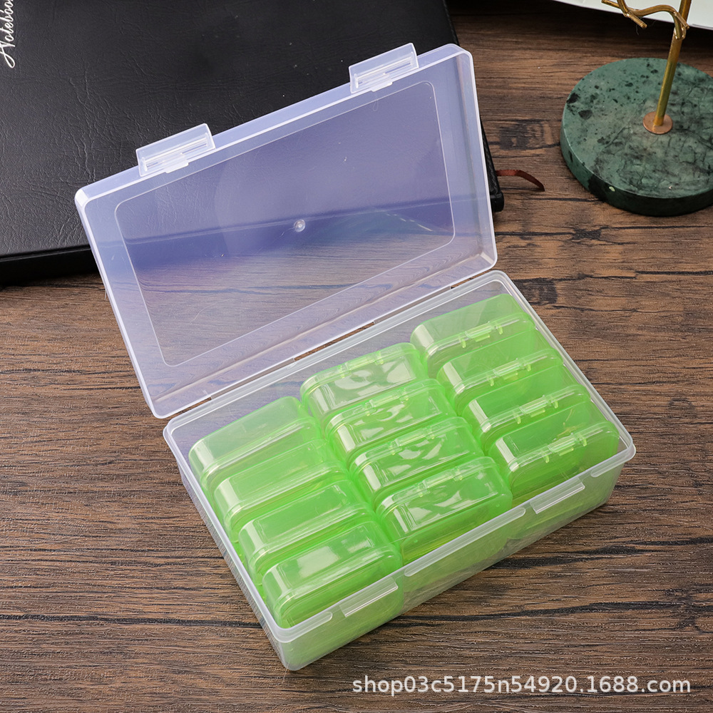 Clear plastic storage box set, square shape, desktop organizer
