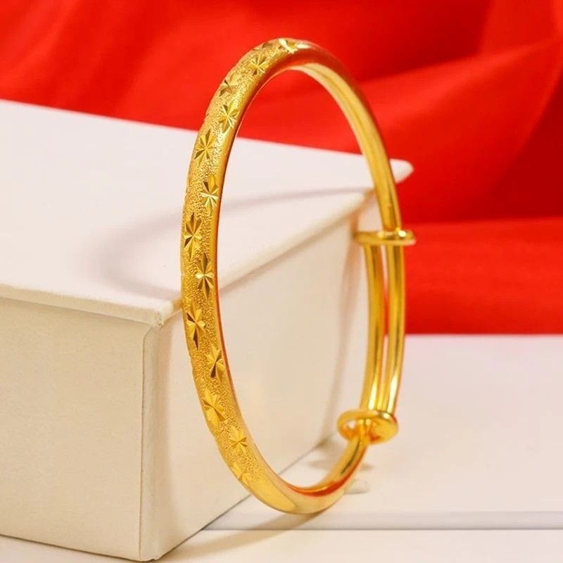 Thin sliding star pattern bracelet, solid gold-colored