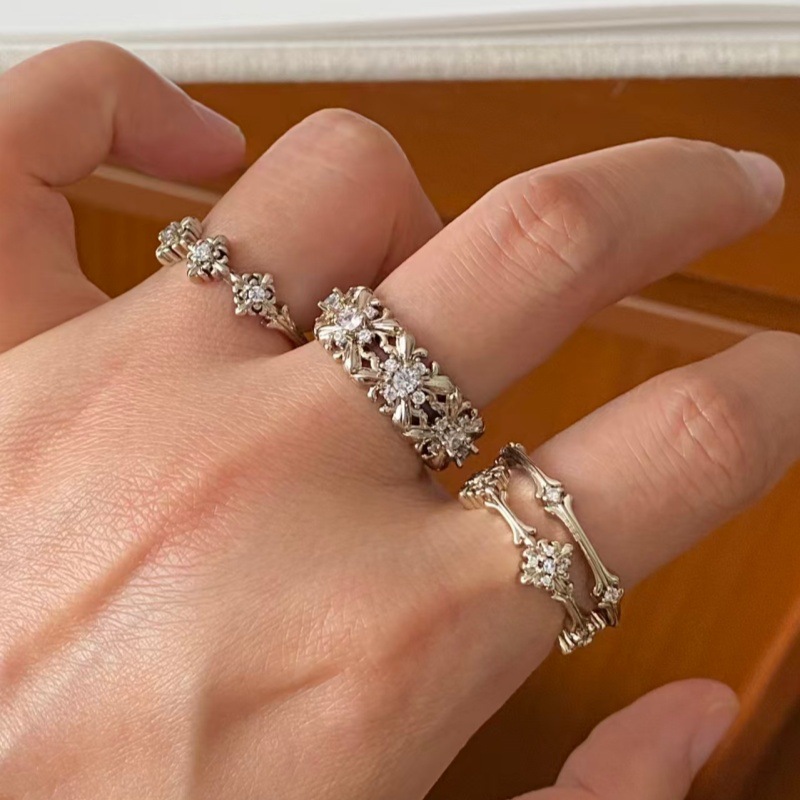Coffee Gold Zircon Ring, Open Design, Stackable