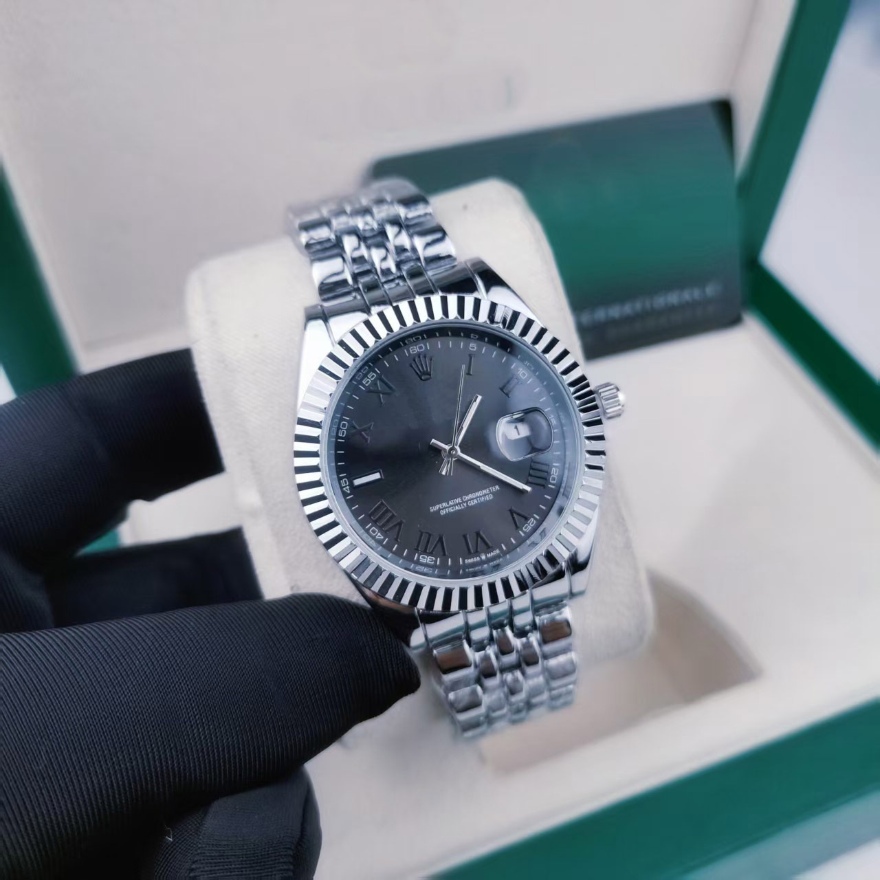 Erkek kuvars saat, 41mm, paslanmaz çelik, su geçirmez, aydınlık