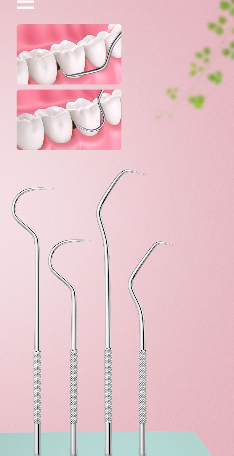 Stainless steel dental floss and toothpick set, 7 pieces, portable