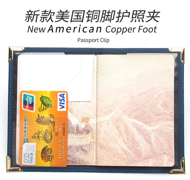 Passport Holder, Leather with Gold Hardware Corners