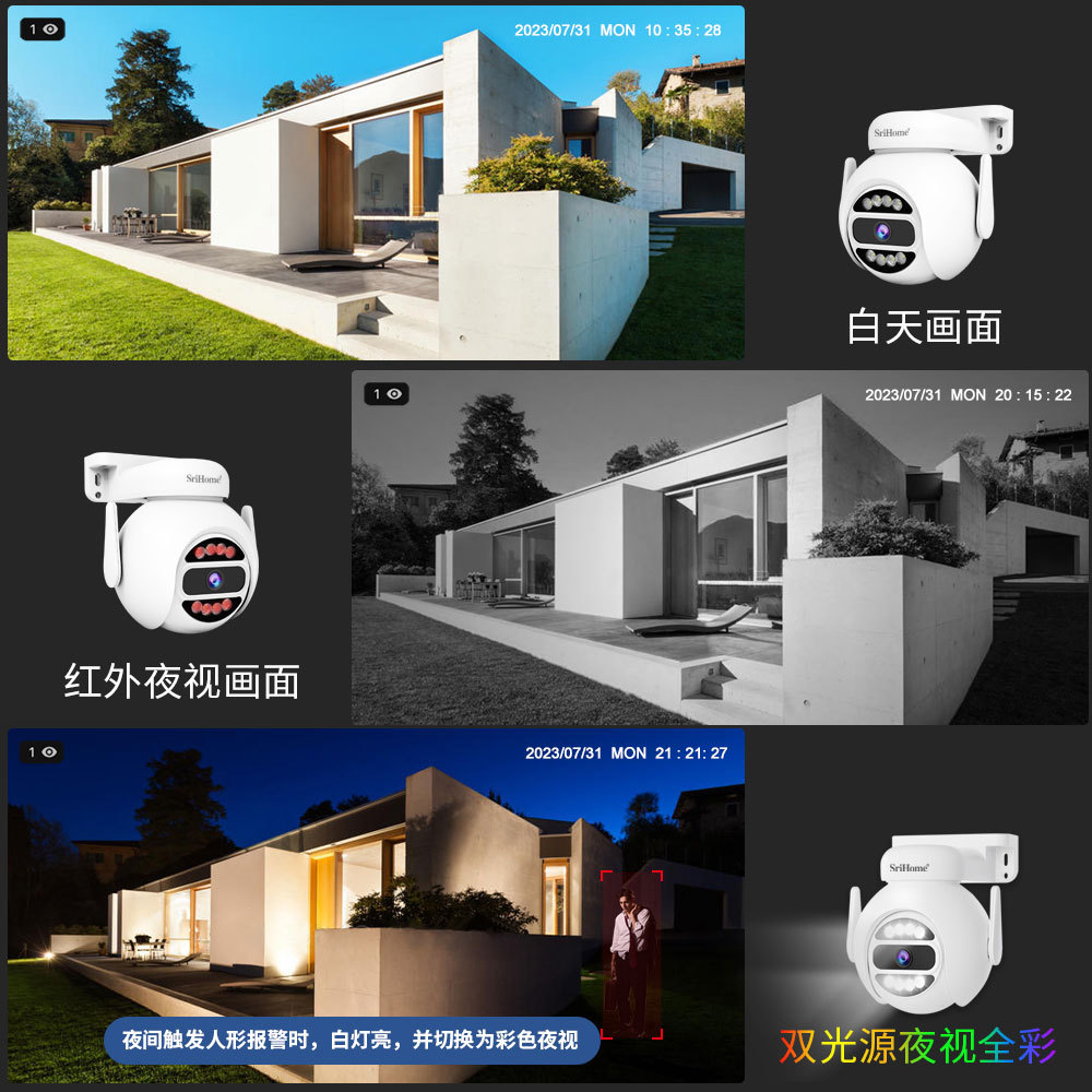 SriHome 8-channel monitoring kit, 5MP camera, 10-inch display