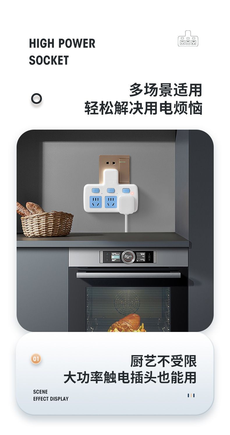 USB converter socket, 1-to-3 high-power extension