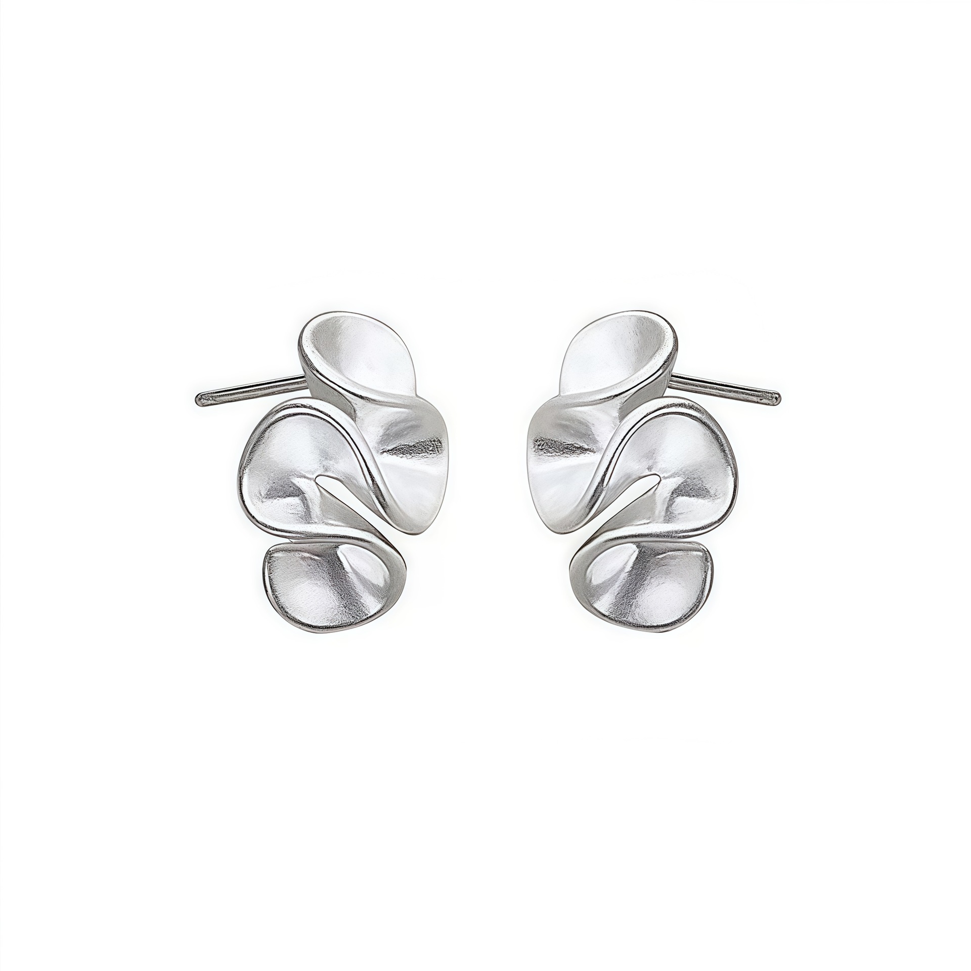 S925 Sterling Silver Matte Flower Earrings, Elegant Women's Jewelry