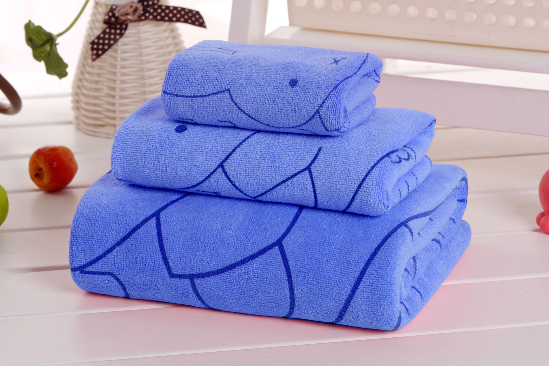 Baskılı banyo havlusu seti, 3 parça, yetişkin unisex