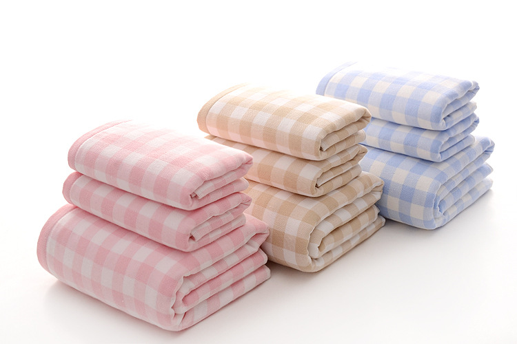 Gaoyang pure cotton checkered towel set, adult
