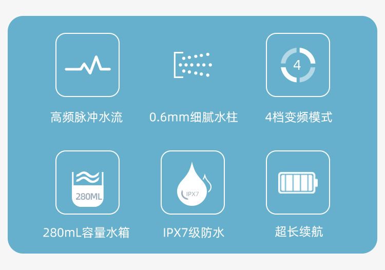 Water Flosser IPX7, Removable Antibacterial Tank, USB Fast Charging