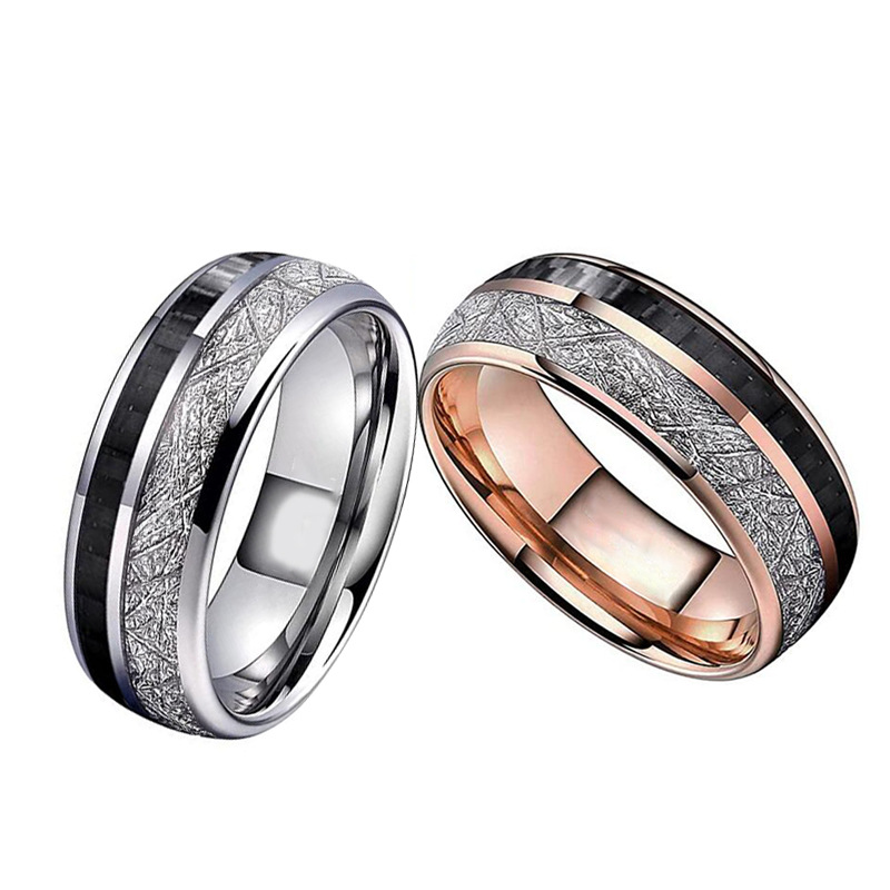 8MM stainless steel two-tone couple ring