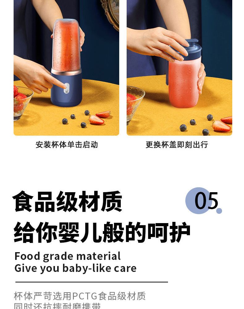 Mini blender, USB rechargeable, portable