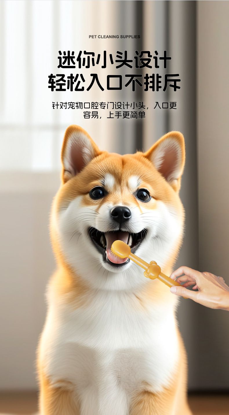 宠物牙刷口腔清洁牙膏套装猫咪去除口臭狗狗洁牙硅胶牙刷清新口气