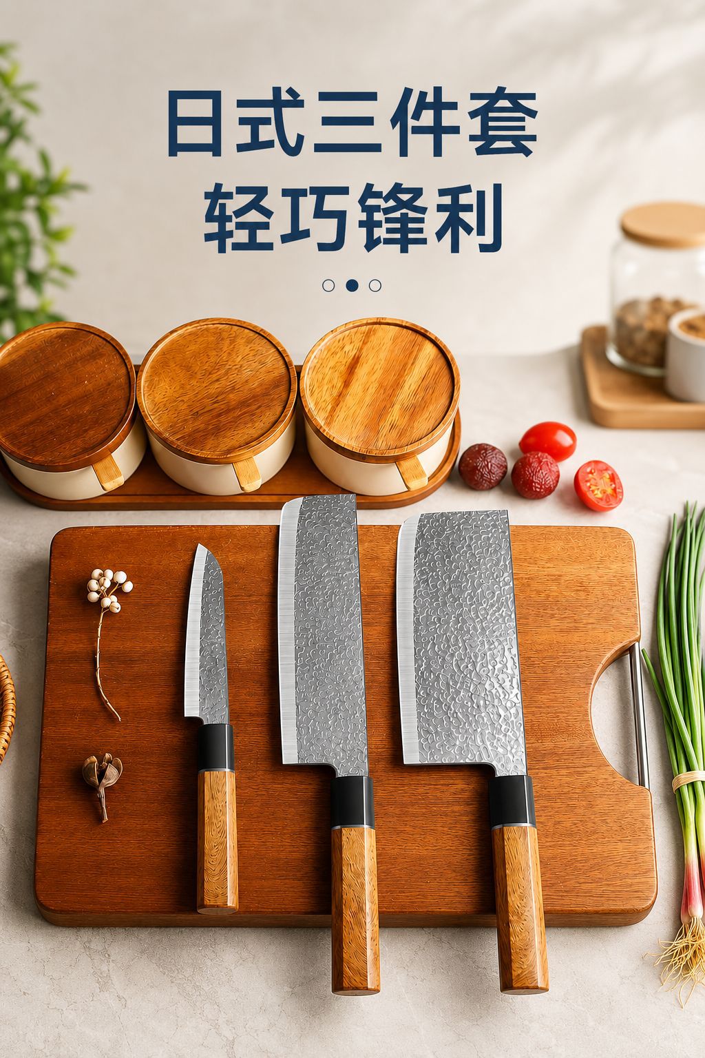 Forged kitchen knife set with fruit and vegetable knives, stainless steel