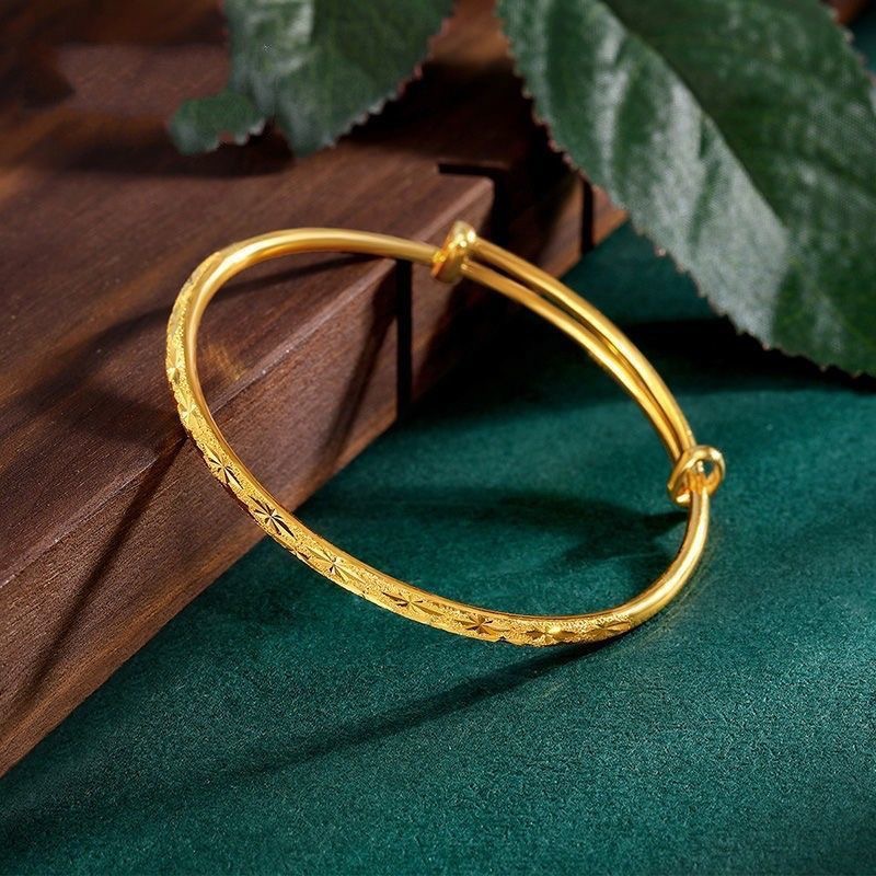Thin sliding star pattern bracelet, solid gold-colored