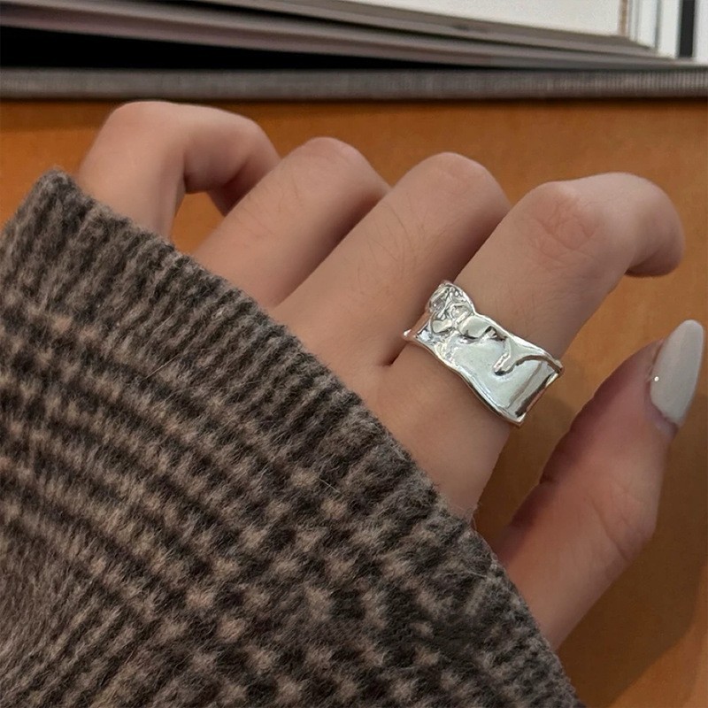 S925 Sterling Silver Twisted Ring Women Vintage Adjustable