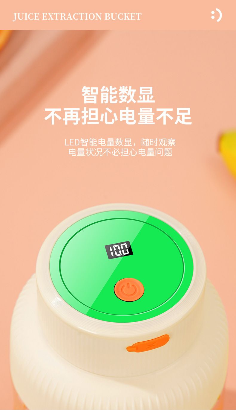 Portable rechargeable fruit juicer with large capacity