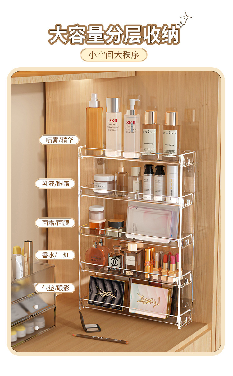 Wall-Mounted Cosmetics Storage Box Multi-Layer