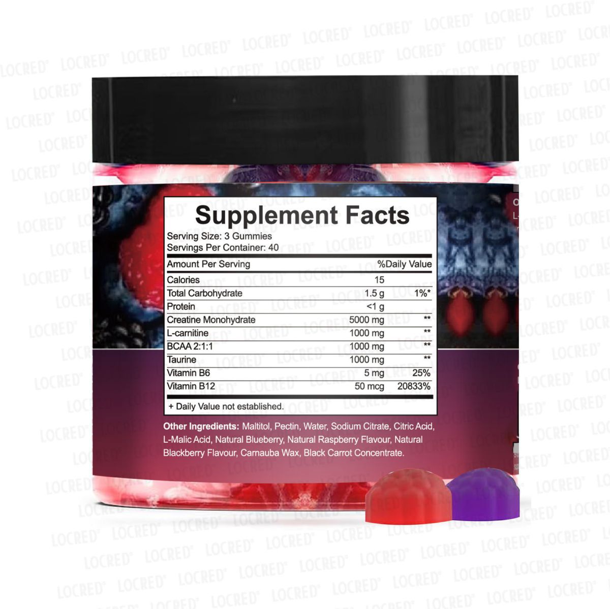 Kreatin gummies, 120 kapsül, iki renkli