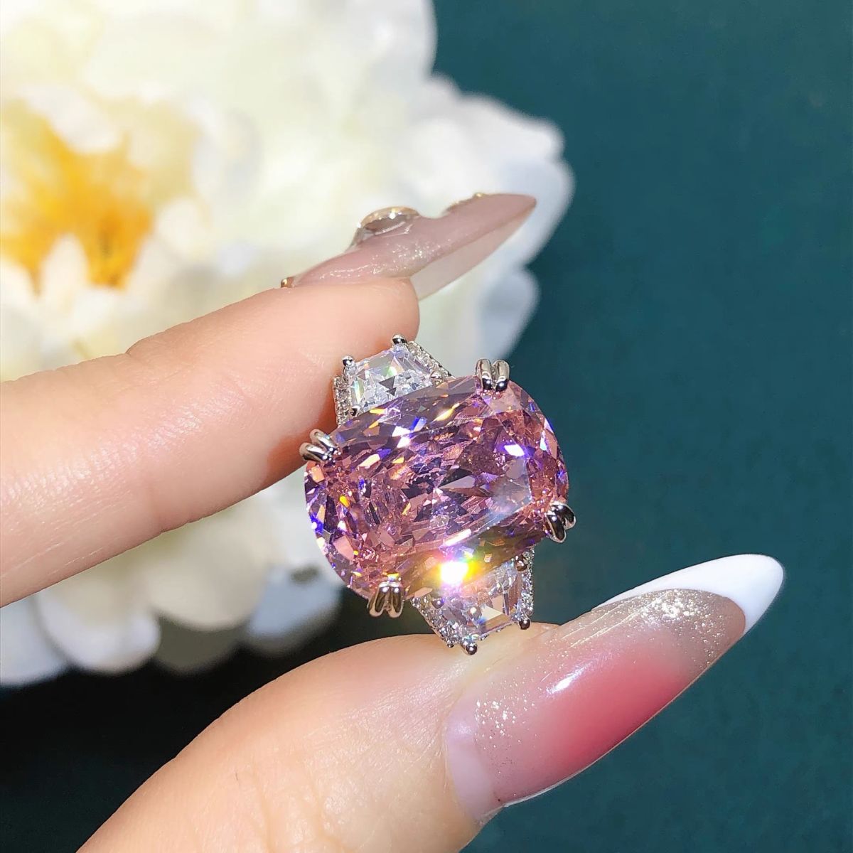 15 karat renkli strass yüzük, ayarlanabilir