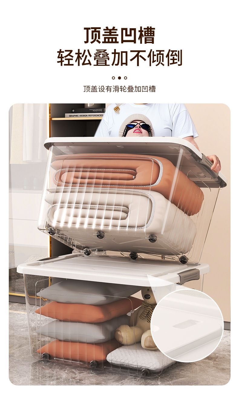 一件代发透明收纳箱家用衣服储物箱玩具收纳盒大容量收纳整理箱