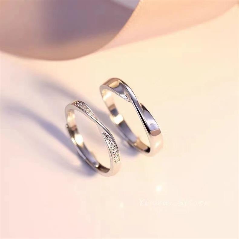 S925 sterling silver Mobius couple ring