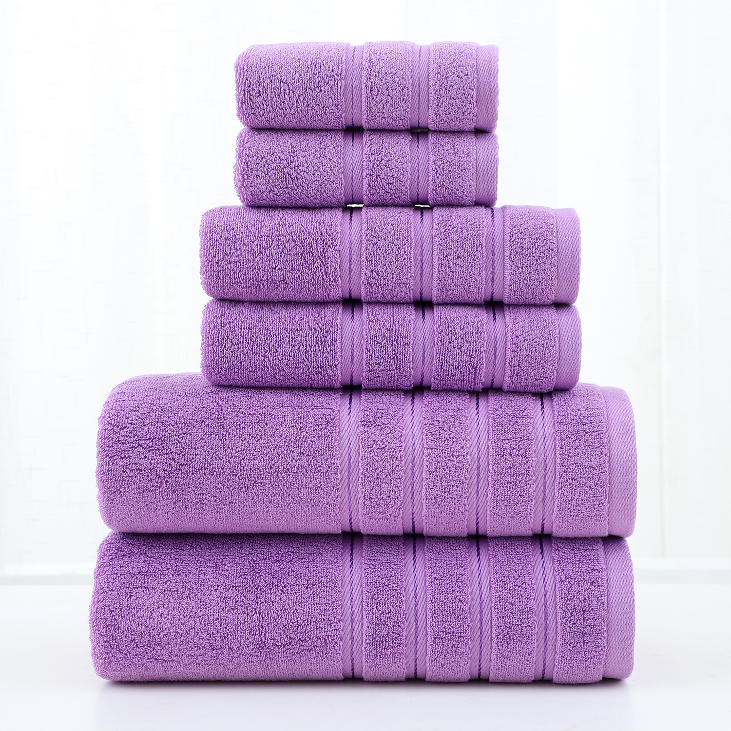 Cotton towel set 6-piece twill weave combed cotton bath and hand towels