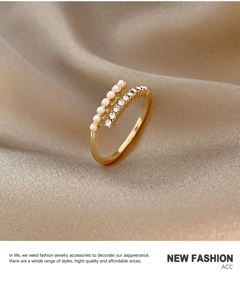 Pearl ring women adjustable open design