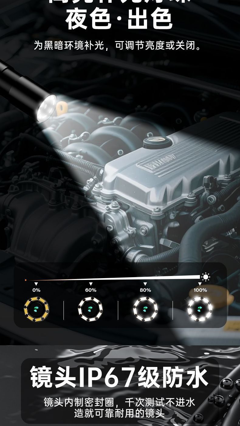 HD endoskop, endüstriyel boru ve motor kontrolü için su geçirmez