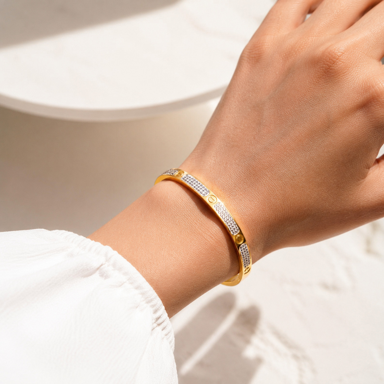 Titanstahl Armband Goldfarbe, langlebige Beschichtung