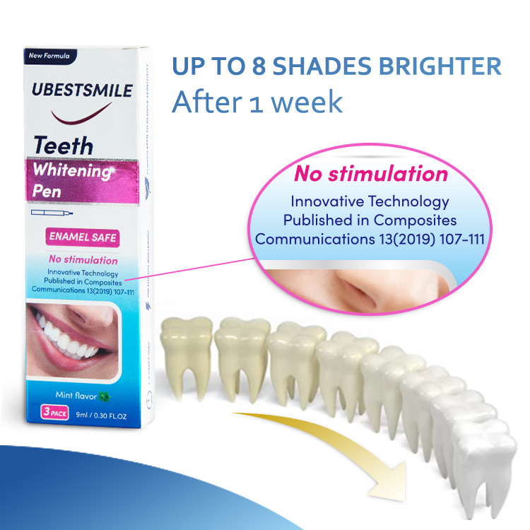 Tooth whitening pen with cleaning and bleaching gel