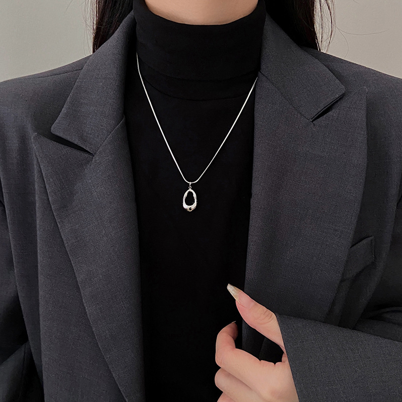 Stainless steel geometric necklace, minimalist design, pendant