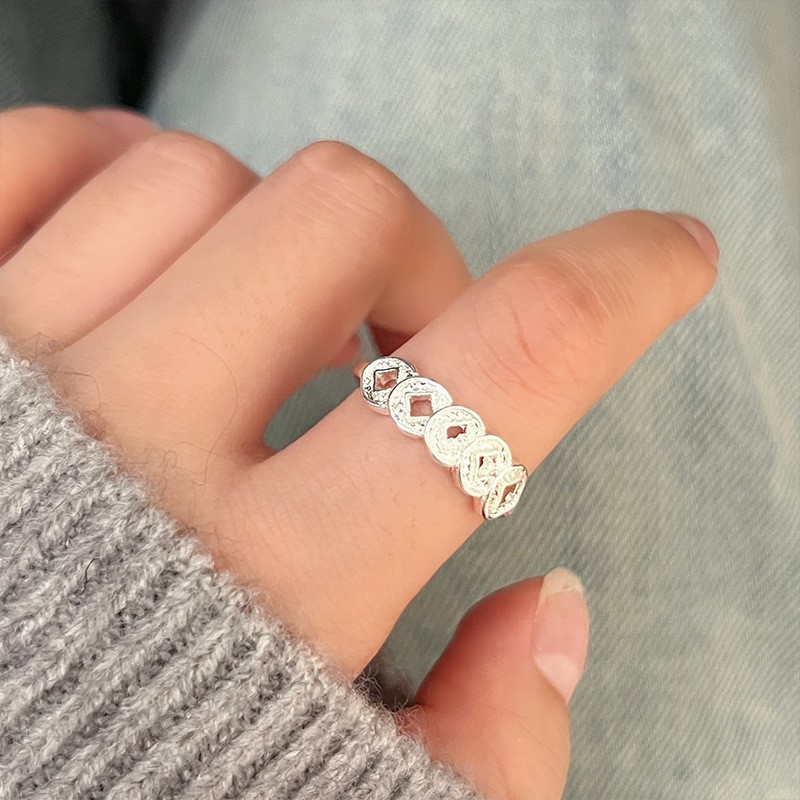 S925 Sterling Silver Twisted Ring Women Vintage Adjustable