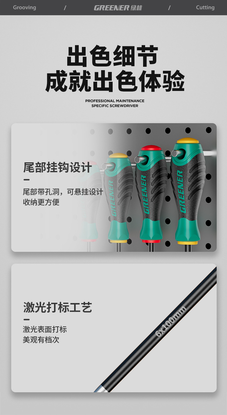 Screwdriver set, Phillips and flat head, high hardness