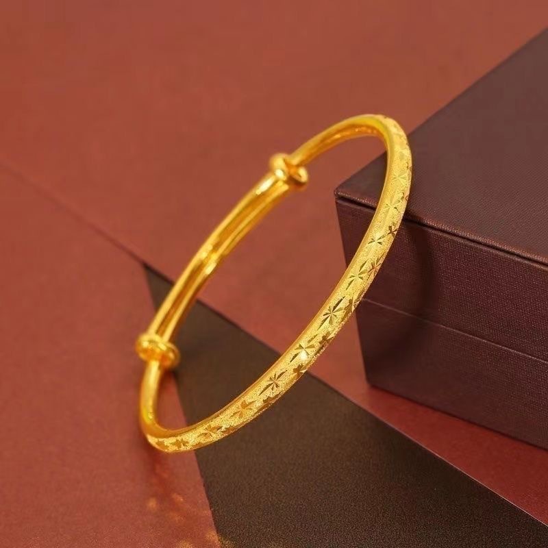 Thin sliding star pattern bracelet, solid gold-colored
