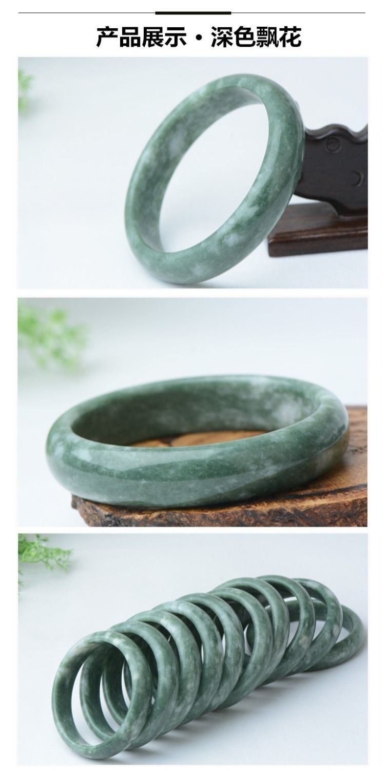 Natürliches grünes Jade-Armband für Damen, Blumenmuster