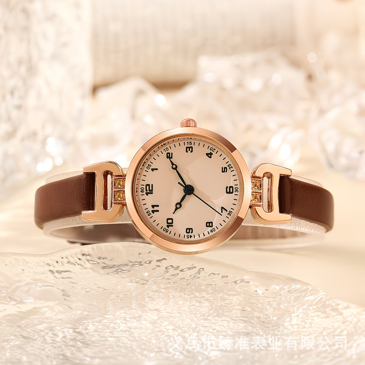 Rose gold taşlı kadın kol saati kuvars dijital kadran