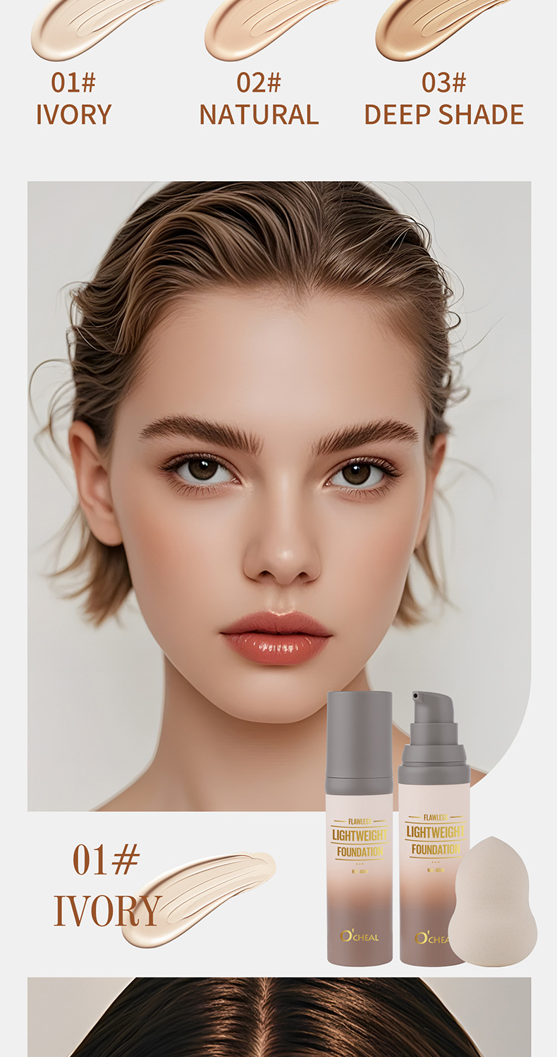 OCHEAL liquid foundation, natural flawless with sponge
