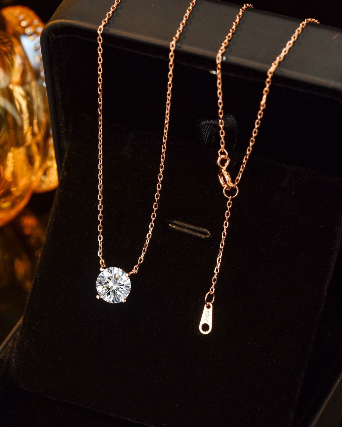 Moissanite elmas S925 gümüş demir zincir kolye
