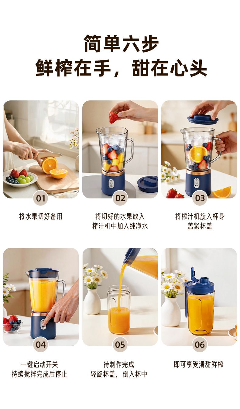 Smart rechargeable electric portable juice cup blender