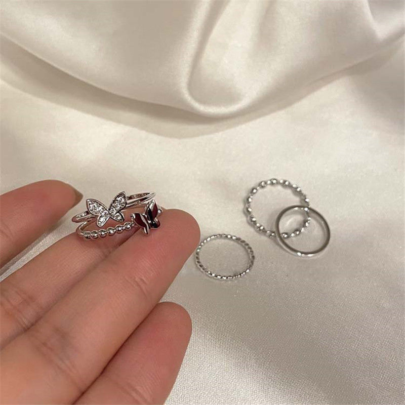 Schmetterlings-Ringset 4-teilig Damen