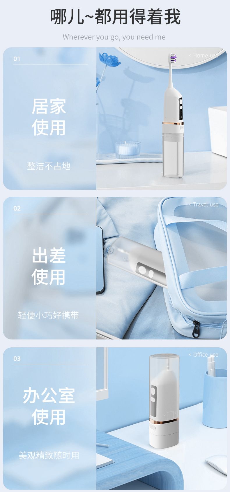 Smart electric toothbrush and water flosser combo kit, portable